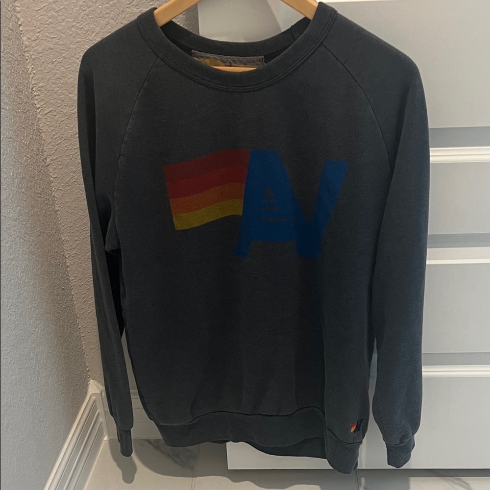 Aviator Nation Charcoal Grey / Black Crewneck Sweatshirt